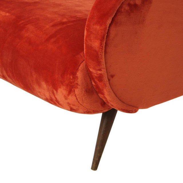 Mid-Century Modern Italian Reclining Armchair in Red Velvet, 1950s For Sale - Image 6 of 10