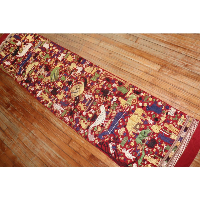 Early 21st Century Pictorial Egyptian Textile - 1'10" x 7'10" For Sale - Image 11 of 18