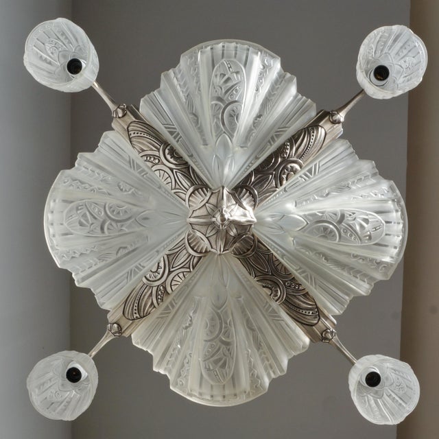 French Art Deco Chandelier by Jamain & Frontisi 1930 France For Sale - Image 6 of 14