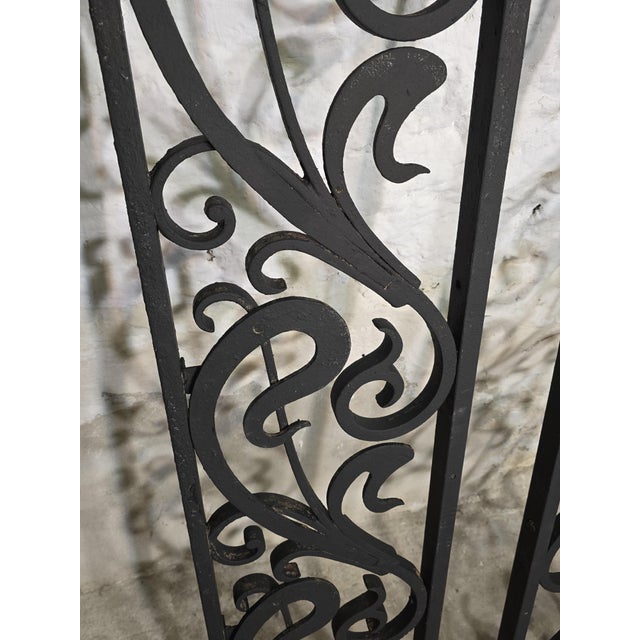 Vintage Art Deco Wrought Iron Gate Doors, 1920s, Set of 2 For Sale - Image 3 of 18