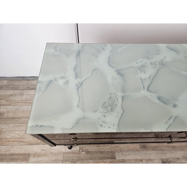 Mid-Century Modern Mid-Century Chest of Drawers with Blue Glass and Four Drawers, 1960s For Sale - Image 3 of 18