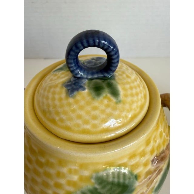Ceramic Vintage Tiffany & Co. Blackberries Majolica Sugar Bowl & Creamer Set For Sale - Image 7 of 12