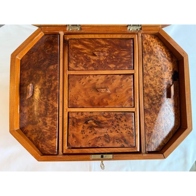 Vintage Handmade Folk Art Burl Wood Jewerly Box For Sale - Image 6 of 11