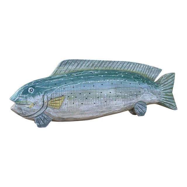 Vintage Hand Carved Wood Mahi-Mahi or Dorado Fish For Sale