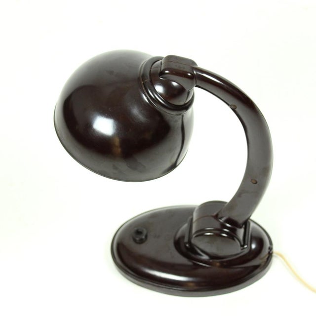 Rare vintage bakelite desk lamp model 11126 originally designed by Eric Kirkham Cole for EKCO Ltd in the 1930s. This...