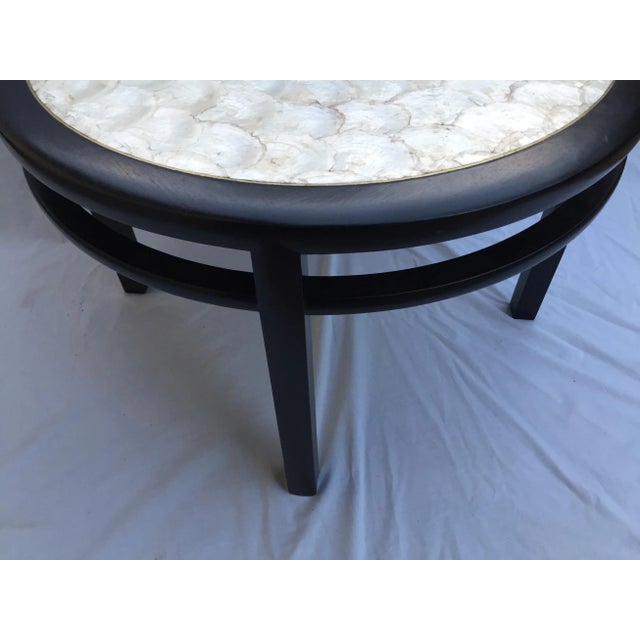 1950s Mid Century Capiz Shell Top Round Table For Sale - Image 5 of 9