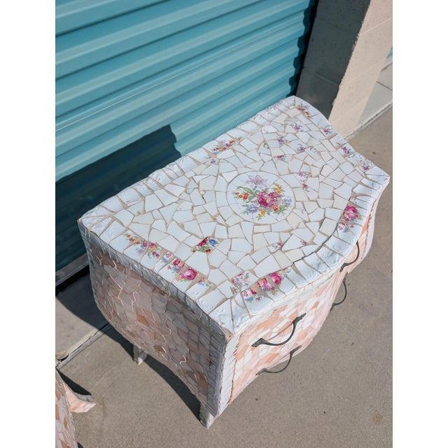 Pair of Vintage Hollywood Regency Mosaic Nightstands For Sale In Los Angeles - Image 6 of 13