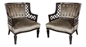 Mid-Century Modernist Lattice Design Occasional Chairs - a Pair