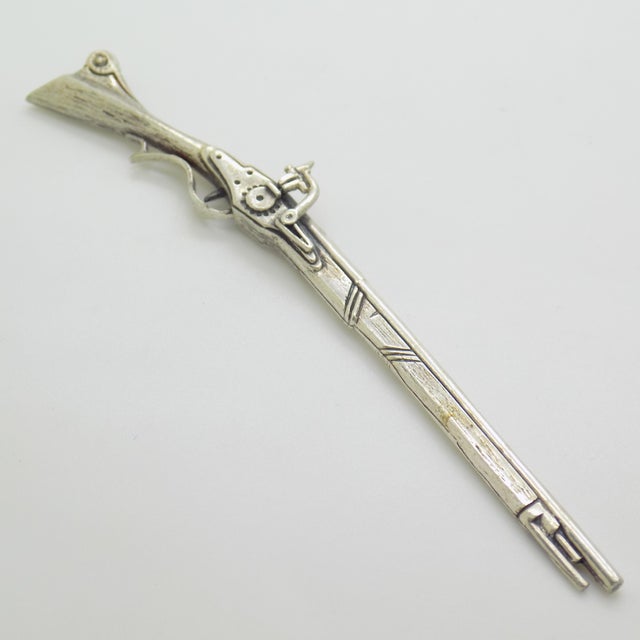 Vintage Italian Genuine Silver 800 Rifle Long Miniature Figurine by Raspini Gioielli, 1970s For Sale - Image 4 of 13