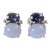 Christina Addison Mini Gum Drop Earrings With Iolite and Cabochon Chalcedony and Diamonds For Sale