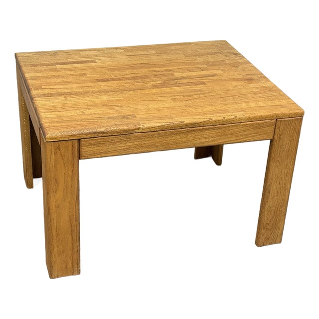 Modernist Butcher-Block Oak Side Table, Vintage For Sale