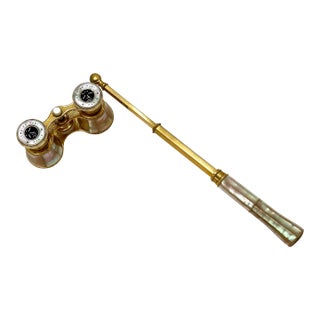 Outstanding Antique Gold Gilt Brass & Mother of Pearl Opera Glasses - Binoculars by Lemaire France - Circa 1890s For Sale