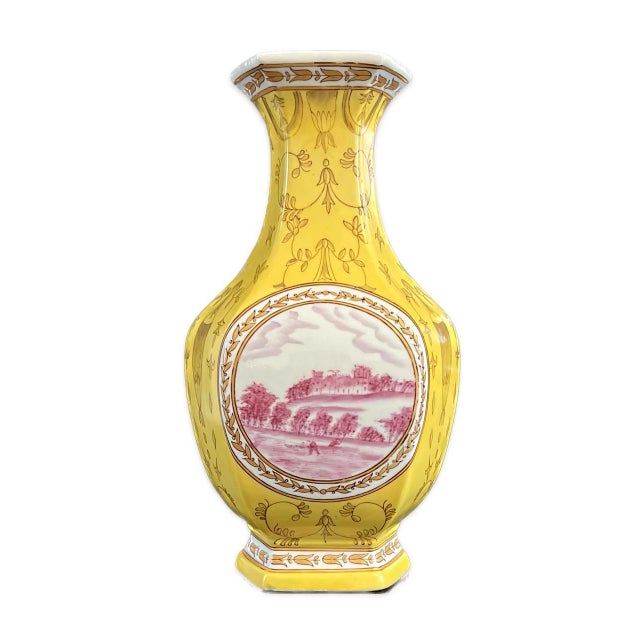 Ceramic Large Hexagonal Yellow Baluster Vase by United Wilson, 1980s For Sale - Image 7 of 13