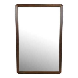 Mid Century Modern Wall Mirror With Angular Walnut Frame For Sale