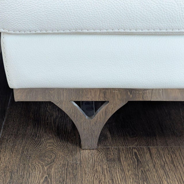 Roche Bobois White Italian Leather Sectional Sofa With Chaise For Sale In San Francisco - Image 6 of 8