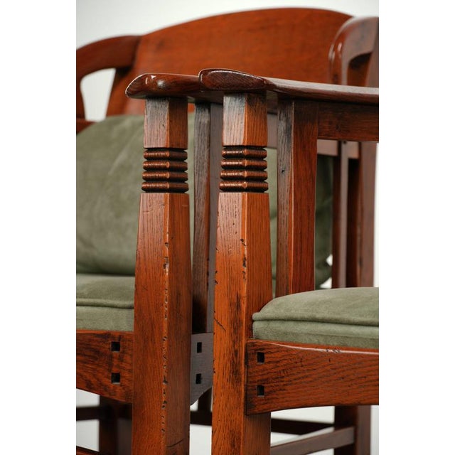 Art Nouveau Jugendstil Dining Chairs with Suede Upholstery from Schuitema, Set of 4 For Sale - Image 14 of 18
