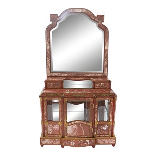 Vintage Louis XVI Style Marble/Bronze Mounted Mahogany Cabinet For Sale