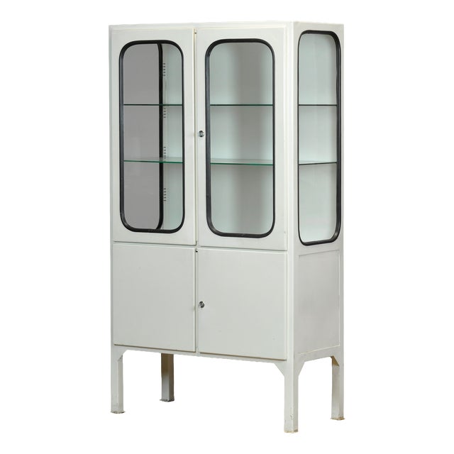 Vintage Medical Cabinet in Glass and Iron, 1970s For Sale