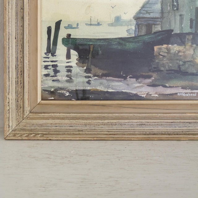 Framed Coastal Painting of Cape Ann Gloucester Massachussets Signed Roubaud For Sale - Image 9 of 10