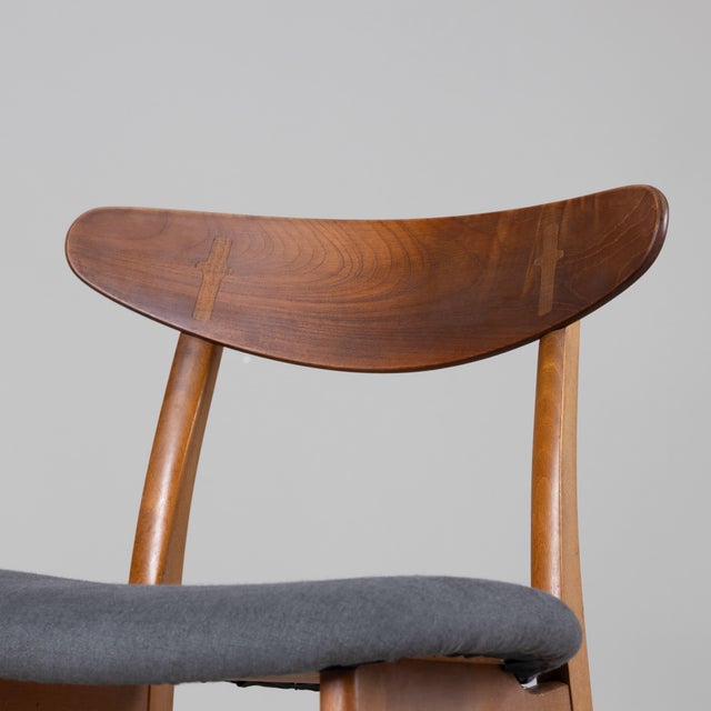 Chairs in Grey Fabric from Hans J. Wegner, 1960s, Set of 6 For Sale - Image 9 of 16