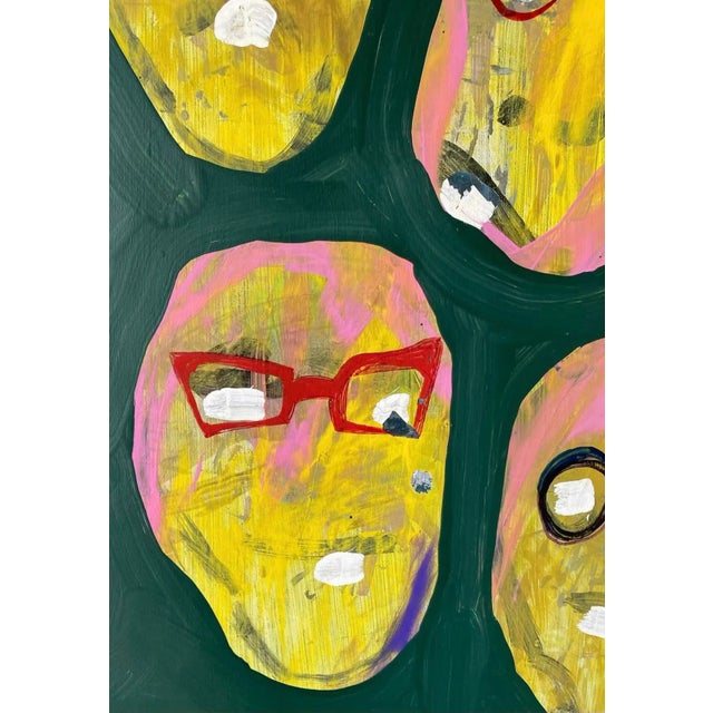 Contemporary Vintage Oil Painting of Faces Signed Olin 1971 For Sale - Image 3 of 9