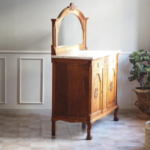 Historicist Buffet with Mirrored Top and Marble Slab, 1920 For Sale - Image 14 of 16