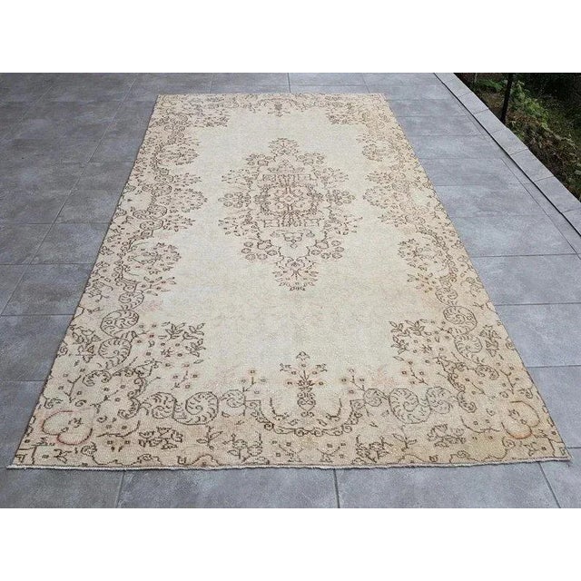 1960s Beige Handknotted Floor Wool Rug For Sale - Image 10 of 10