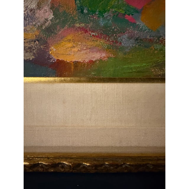 Mid 20th Century Expressive Abstract Landscape Oil Painting, Double Matted With Gold Frame For Sale - Image 11 of 13