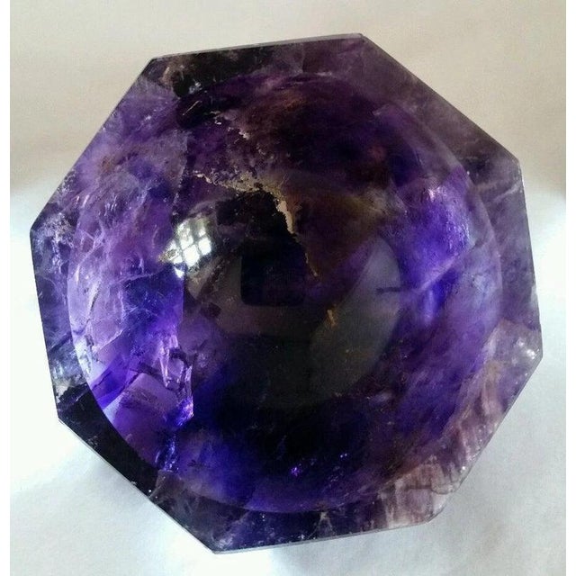 Antique Octagonal Amethyst Quartz Crystal Decorative Bowl For Sale - Image 4 of 7