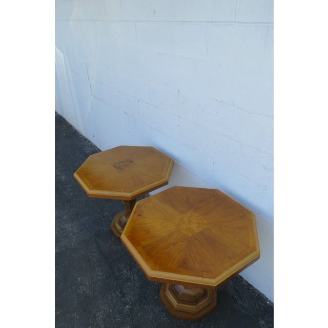 Mid 20th Century Weiman Mid Century Modern Octagon Pair of Side End Tables For Sale - Image 5 of 13