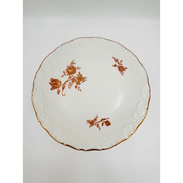 Limoges, France Mid Century Limoges Porcelain Gold Roses Cake Stand For Sale - Image 4 of 11