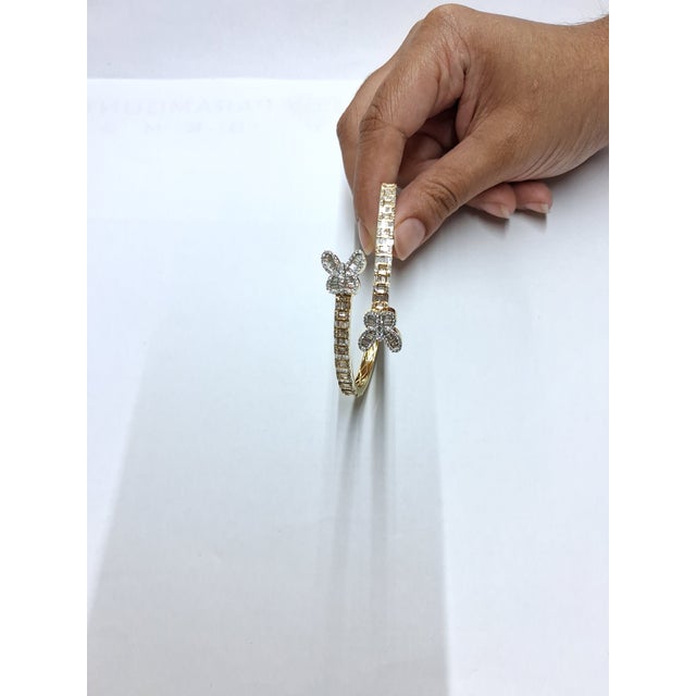 Metal 10k Yellow Gold 2-3/8 CTTW Natural Diamond Bangle Bracelet For Sale - Image 7 of 7