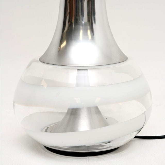Cream Vintage Glass and Chrome Lamp from Doria Leuchten, Germany, 1960s For Sale - Image 8 of 9