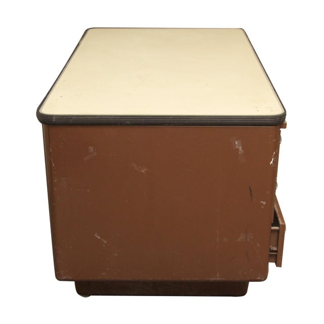 Brown Vintage Mid Century All Steel Tanker Office Desk For Sale - Image 8 of 9