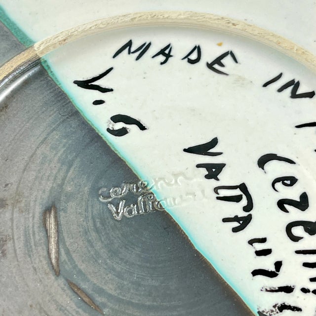 Black Mid-Century French Atelier Cérenne à Vallauris Hand Made Signed Tulip Plate For Sale - Image 8 of 9