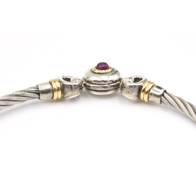 Metal Late 20th Century Italian Yurman Style Sterling Silver Cable Collar Necklace For Sale - Image 7 of 12