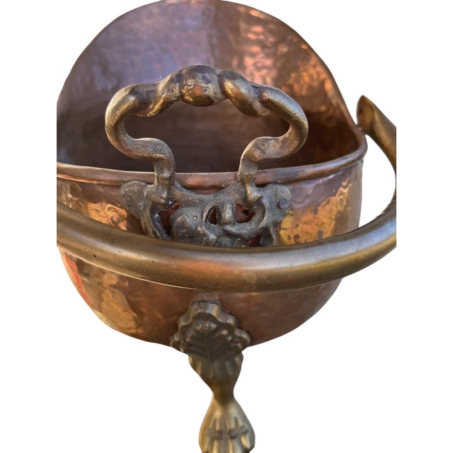 Antique French Copper & Brass Coal Bucket Fireside Bin For Sale In San Antonio - Image 6 of 11