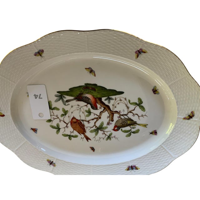 Herand Rothschild Bird 16" Oval Serving Platter Plate Porcelain 1101/RO Made in Hungary Approx. 1 1/2" Tall x 16 3/8" Long...