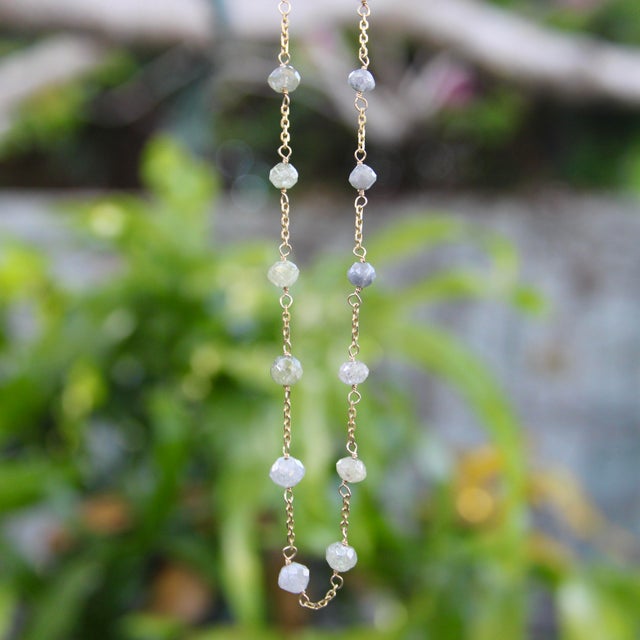 Metal 1990s 18k Gold Hand Wired Gray Diamond Faceted Bead Necklace For Sale - Image 7 of 7