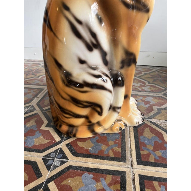 Italian Artist, Large Tiger Statue, Ceramic For Sale - Image 10 of 14