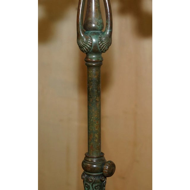 Antique Original Tiffany Studios Nyc O'Brien Bronze Height Adjustable Table Lamp For Sale - Image 9 of 18