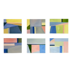 Set of 6 Abstract Multicolor Paintings in Oil by Christine Frisbee