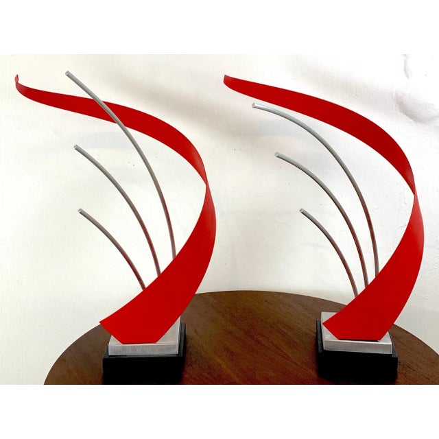 French Modern Enameled Metal Abstract Sculpture For Sale - Image 4 of 11