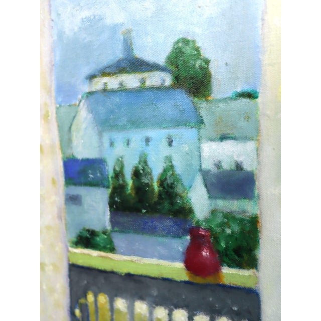 Mid-Century Modern 'Room With a View' Vintage Swedish Original Interior Oil Painting, Framed For Sale - Image 11 of 14