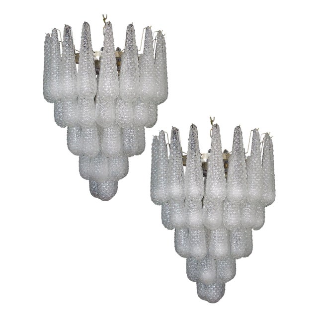 Murano Petal Chandeliers, 1970s, Set of 2 For Sale