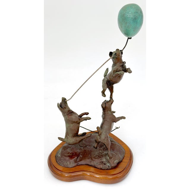 Jack Russells with Balloon' , Bronze Sculpture by T. Fredrick, 1992, #3 of 26 For Sale - Image 4 of 11