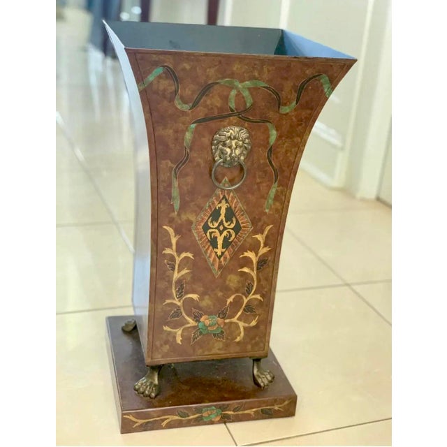 Metal Vintage Neoclassical Style Metal Tole Cachepot For Sale - Image 7 of 7