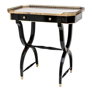 French Louis XVI Style Console With Brass Reticulated Gallery For Sale
