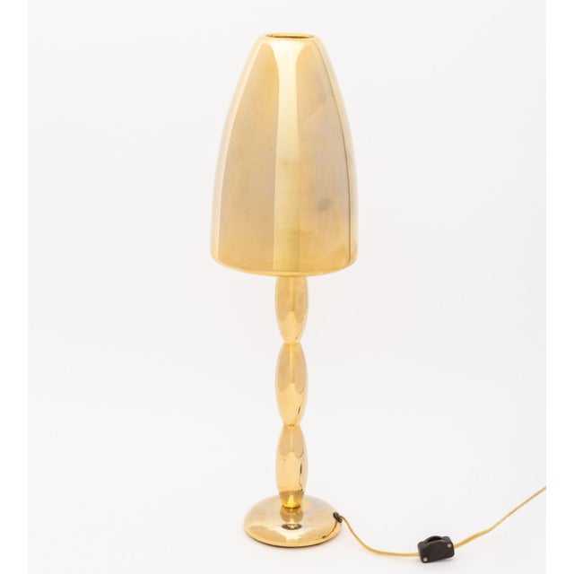 Mid-Century Modern Mid-Century Modern Style Gold-Tone Table Lamp For Sale - Image 3 of 6