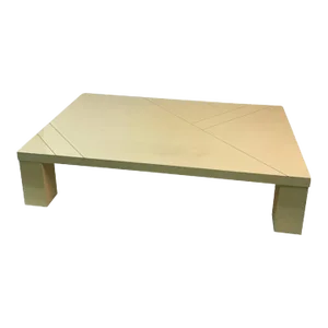 1980s Paolo Gucci Modern Cream Lacquer & Brass Inlay Coffee Table